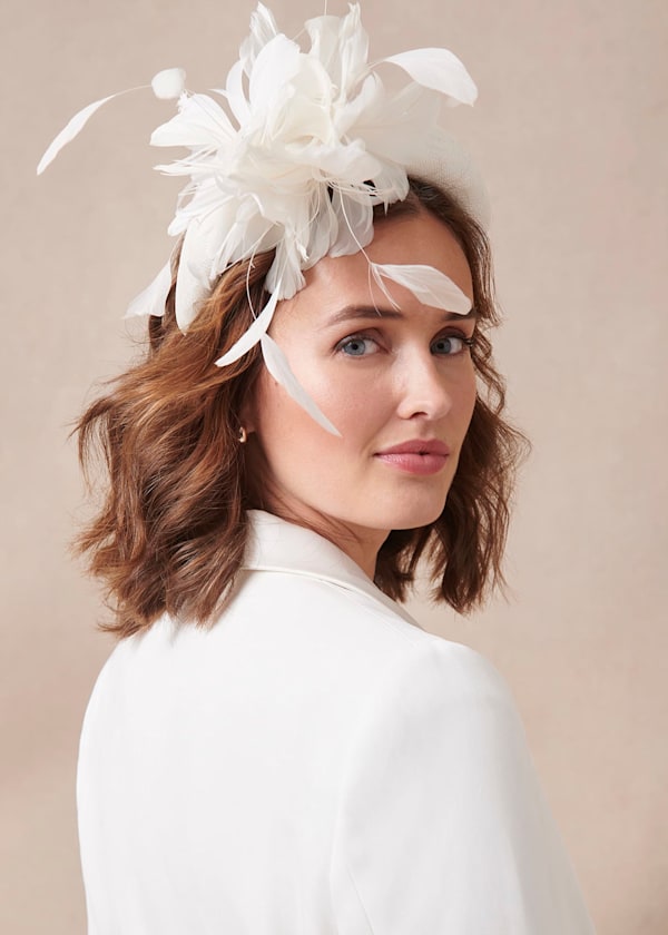 Bridal Feather Flower Chunky Headband