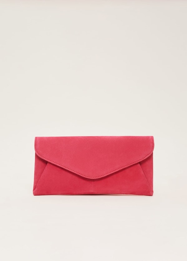 Wendie Pink Suede Clutch Bag