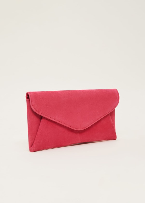 Wendie Pink Suede Clutch Bag