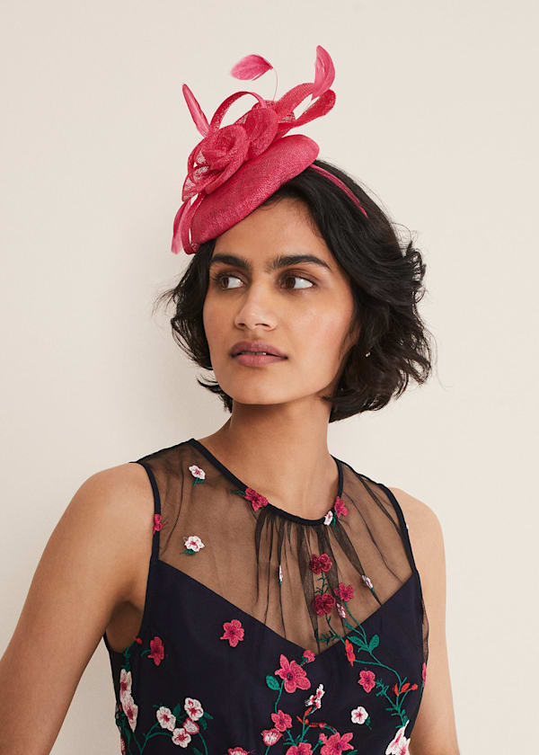 Pink Flower Pillbox Fascinator