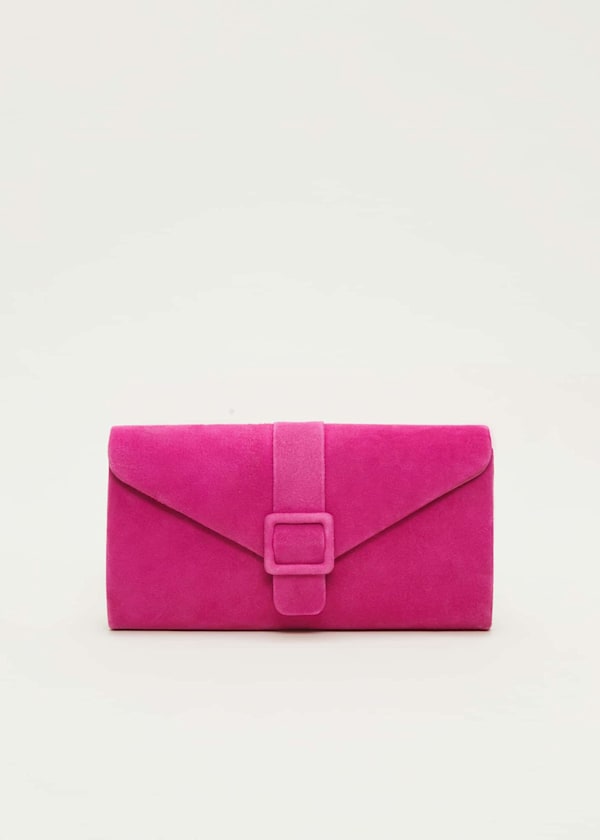 Pink Suede Clutch