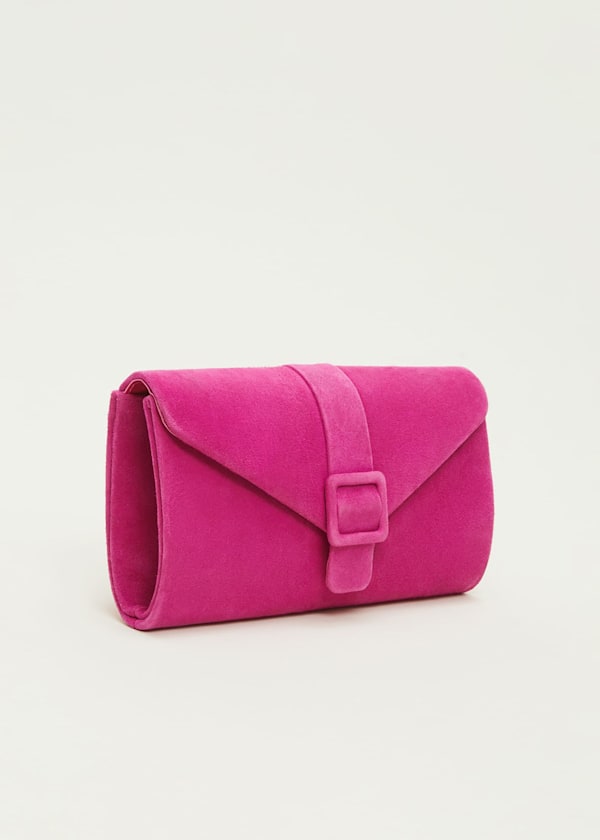 Pink Suede Clutch