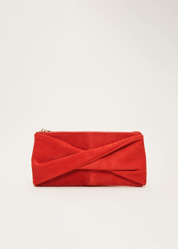 Red Suede Clutch Bag