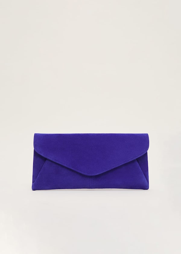 Wendie Dark Blue Suede Clutch Bag