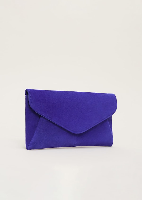 Wendie Dark Blue Suede Clutch Bag