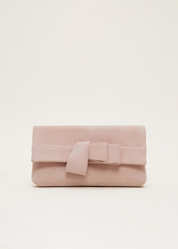 Suede Bow Front Clutch