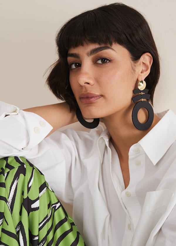 Black Abstract Drop Earrings