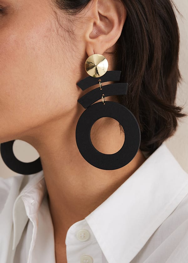 Black Abstract Drop Earrings
