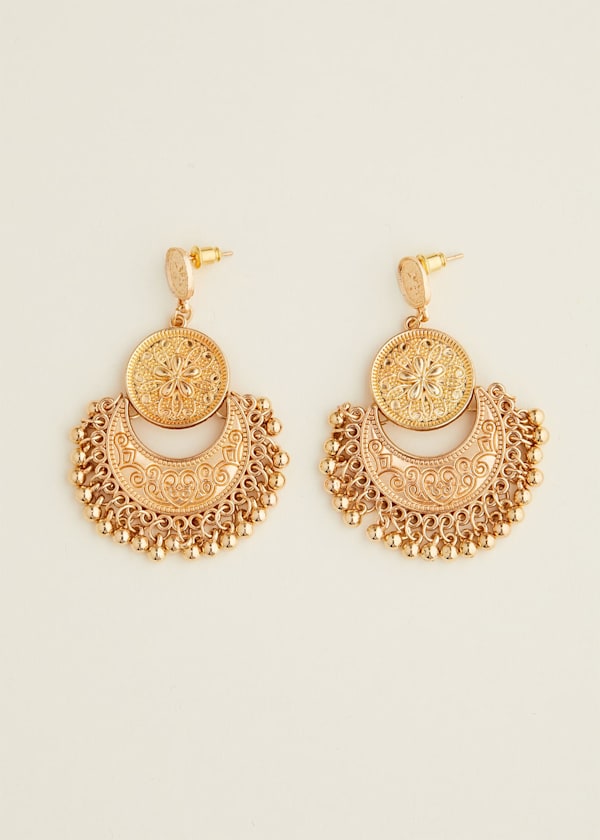 Gold Circle Drop Earrings