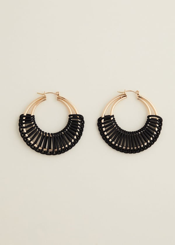 Black Woven Hoop Earrings