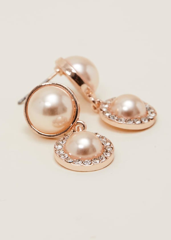 Pearl And Stone Drop Earrings
