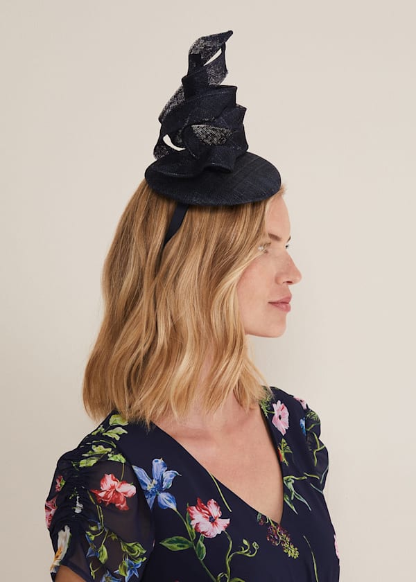Navy Pillbox Fascinator