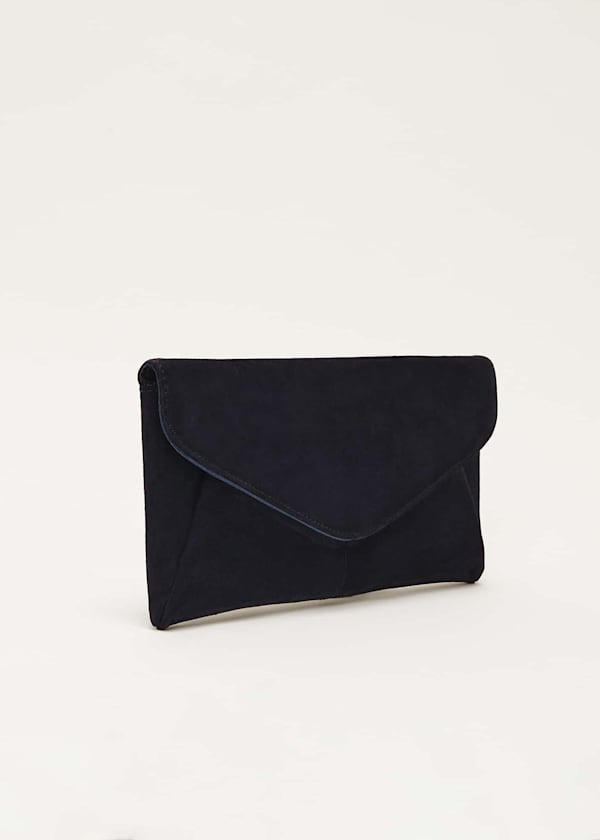 Wendie Navy Suede Clutch Bag