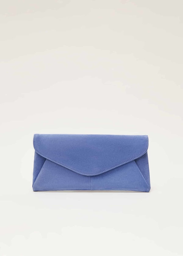 Wendie Blue Suede Clutch Bag