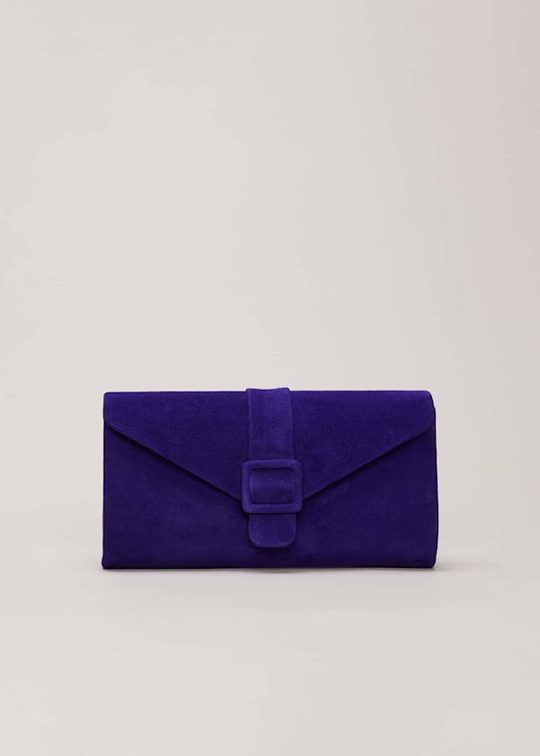 Blue Suede Clutch Bag