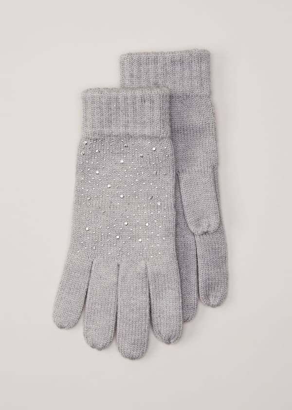 Grey Sparkly Gloves