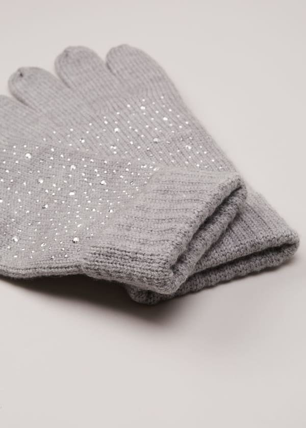 Grey Sparkly Gloves