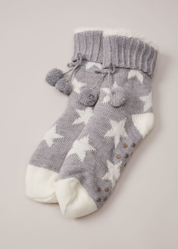 Knitted Star Slipper Socks