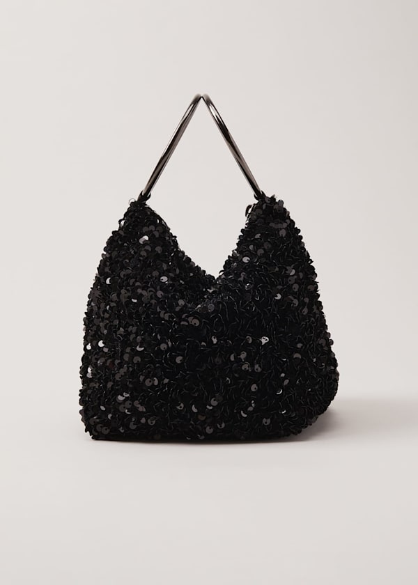 Black Sequin Clutch Bag