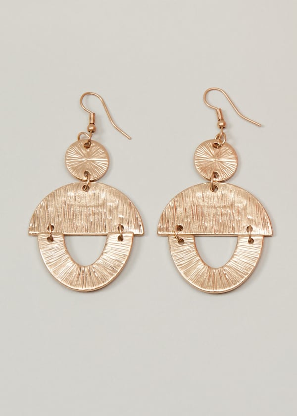 Gold Textured Drop Earrings