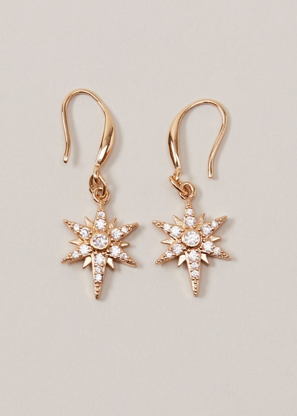 Gold Plated Star Drop Earrings