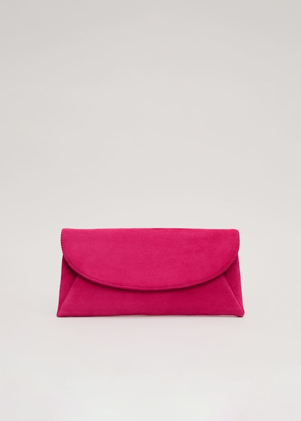 Pink suede clutch