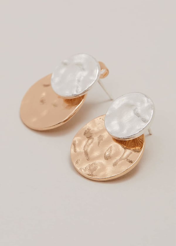 Mixed Metal Disc Earring