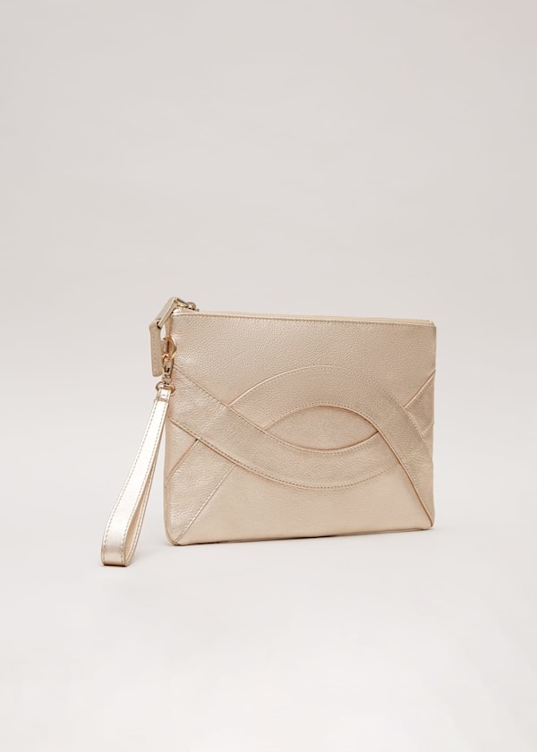 Leather Crossover Detail Clutch Bag