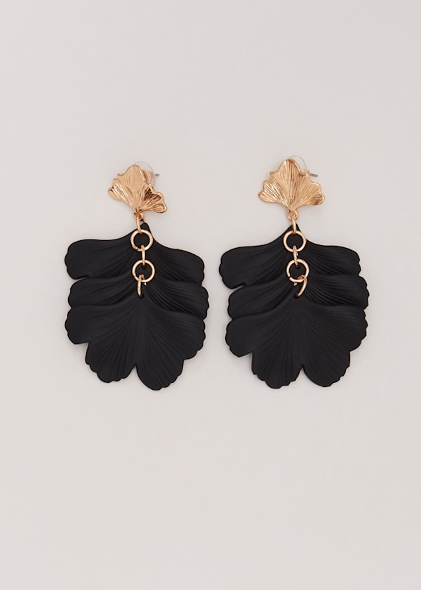 Black Statement Shell Drop Earrings