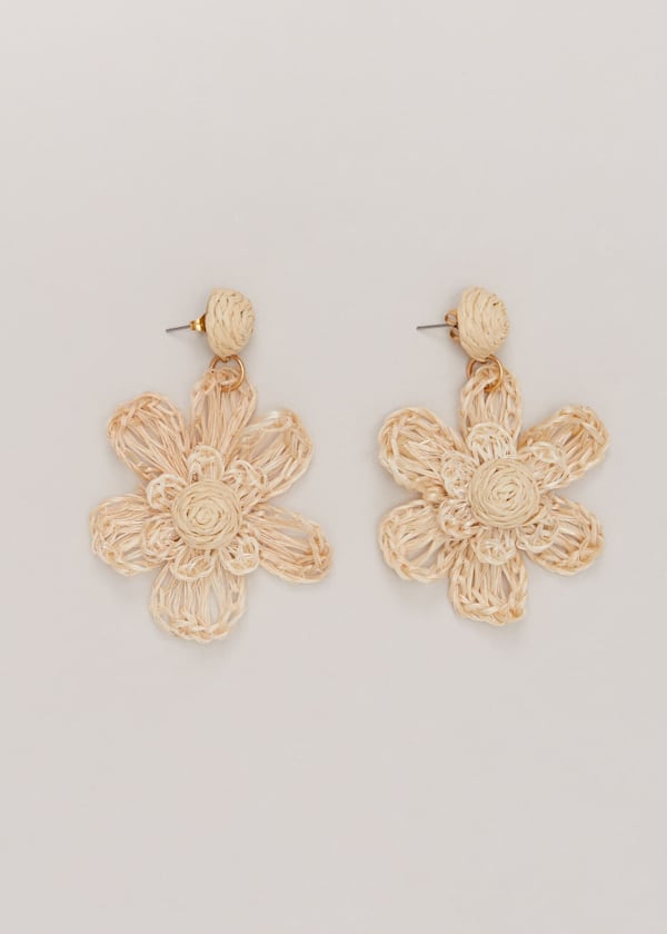 Raffia Oversized Flower Earrings