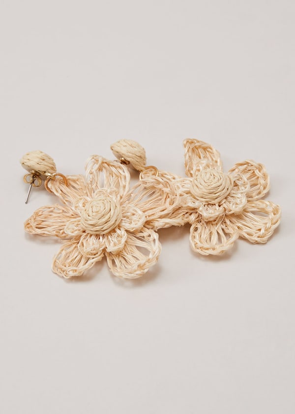 Raffia Oversized Flower Earrings