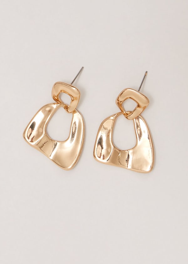 Gold Irregular Square Drop Earrings