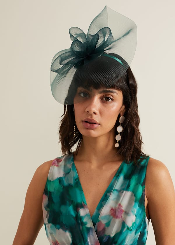 Green Bow Freeform Fascinator