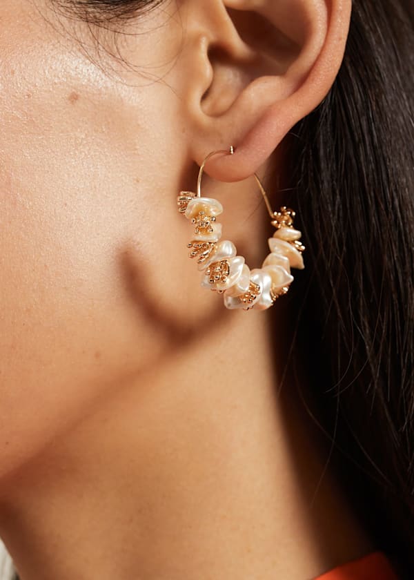 Pearl Detail Hoop Earrings