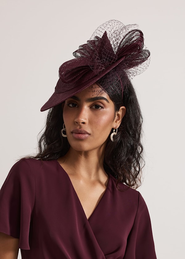 Purple Bow Twist Back Disc Fascinator