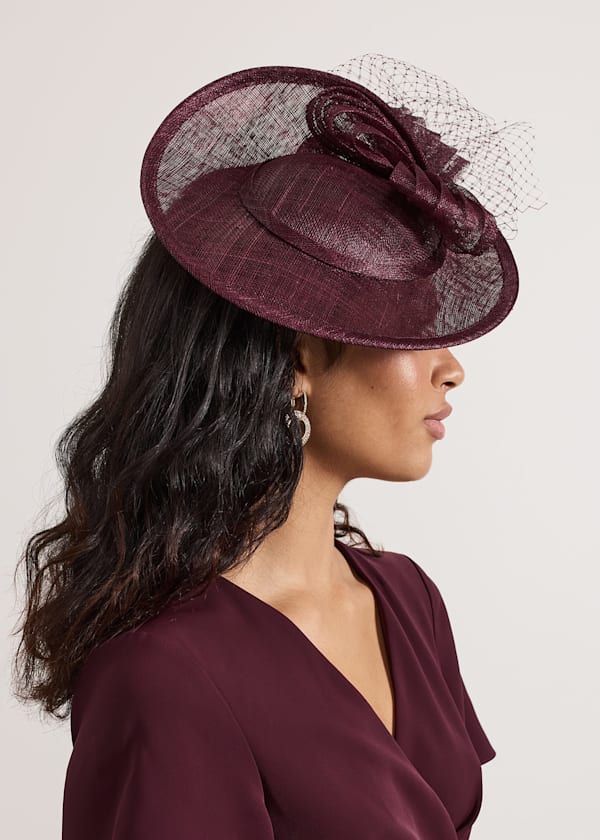 Purple Bow Twist Back Disc Fascinator
