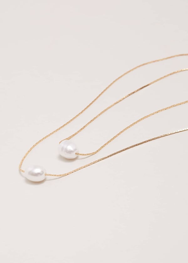 Gold Layered Pearl Necklace