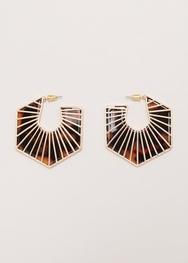 Tort Large Hexagon Hoop Earrings