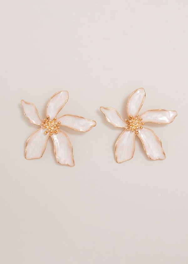 Enamel Oversized Flower Stud Earrings