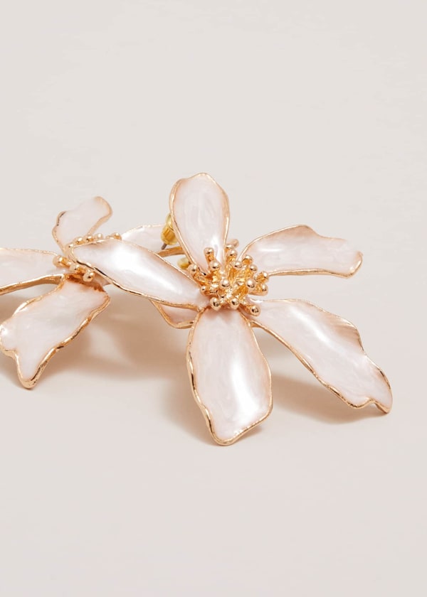 Enamel Oversized Flower Stud Earrings