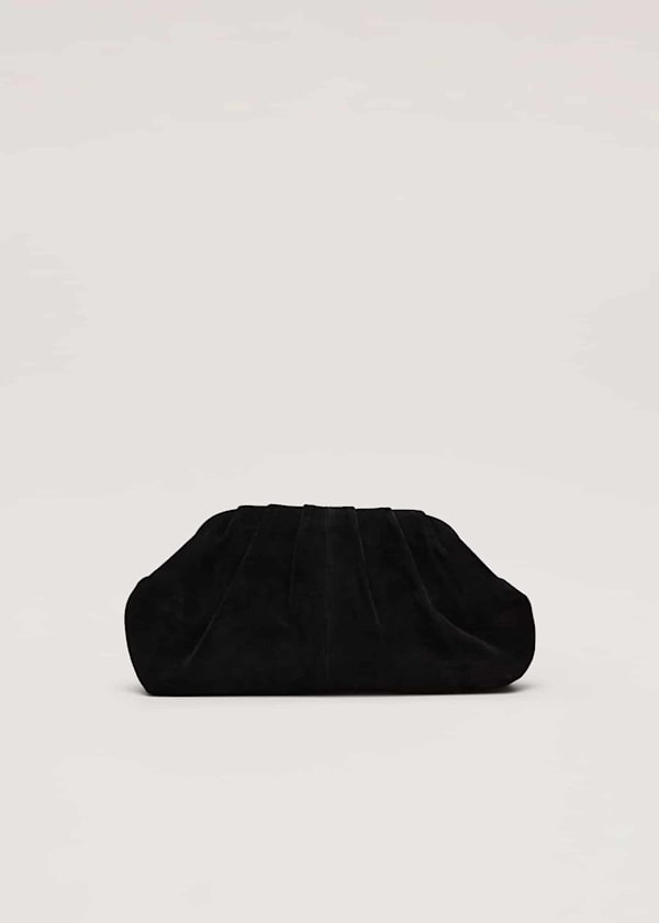 Black Suede Pouch Clutch Bag
