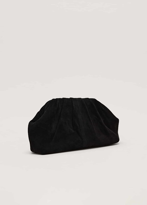 Black Suede Pouch Clutch Bag