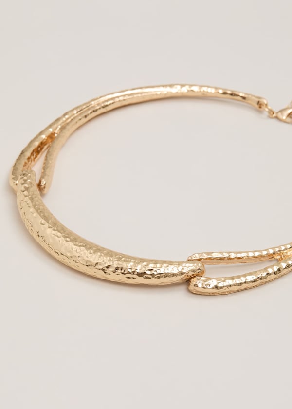 Gold Textured Collar Necklace