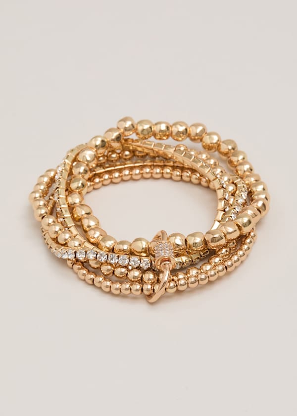 Gold Sparkle Stretch Bracelet Set