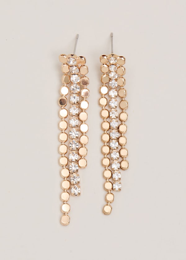 Gold Sparkle Disc Dangle Earrings