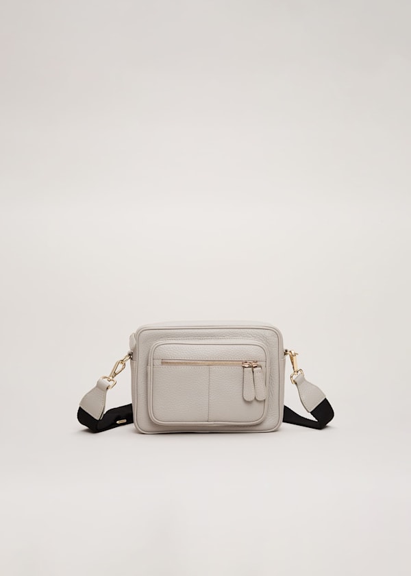 Grey Leather Cross Body Bag