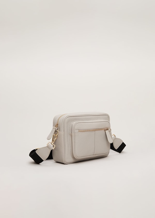 Grey Leather Cross Body Bag