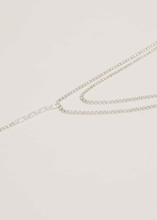 Silver Sparkle Dangle Lariat Necklace