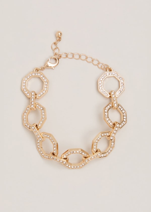 Gold Sparkle Hexagon Chain Bracelet