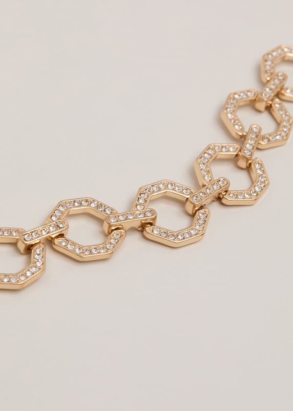 Gold Sparkle Hexagon Chain Bracelet